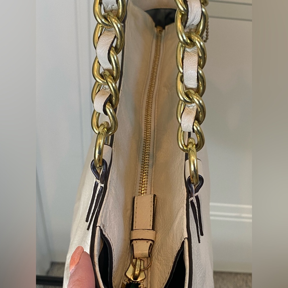 Coach Ivory Leather Tote with Gold Chain and Leather Straps Retail Style 20466 - Picture 12 of 16